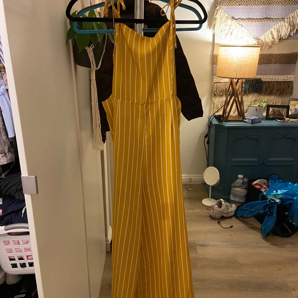 Yellow striped jumpsuit